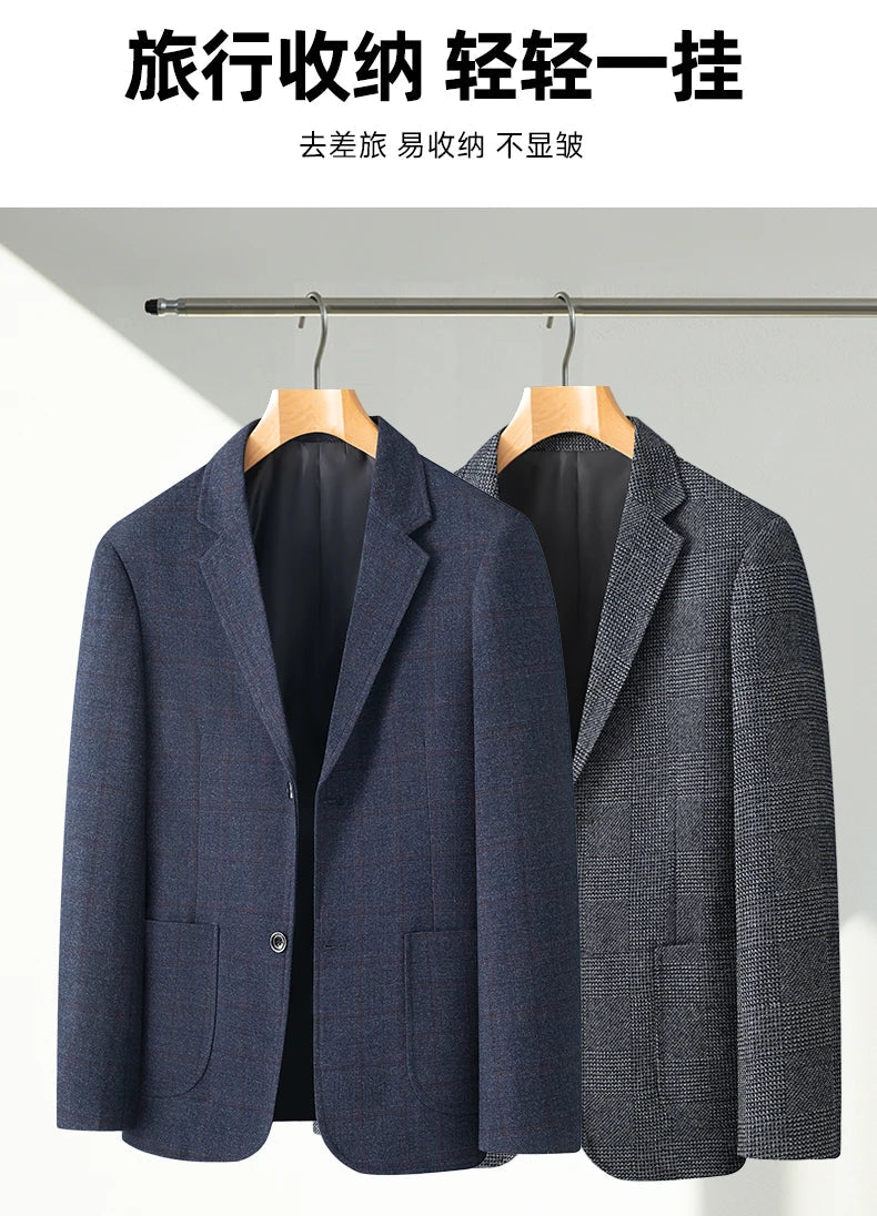 Men's Casual Loose Fit Blazer 13 Colors All-Season Plaid Suit Jacket for Men