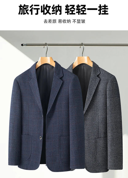 Men's Casual Loose Fit Blazer 13 Colors All-Season Plaid Suit Jacket for Men