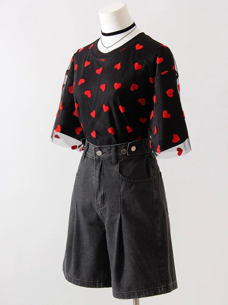 Summer Jean Shorts Women Denim High Waist Black Baggy Short Jeans Summer Pants Women's Bermuda Denim Shorts Wide Leg For Women