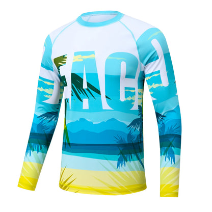 Men's Summer Fishing Shirt for Beach Vacation Swimming T-shirt, Quick-dry UPF 50+ Rash Guard Breathable Top for Board Sports