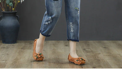 2025 Fashion Summer Streetwear Denim Trousers Ladies Vintage Elastic Jeans Womens Casual Loose Embroidery Harem Pants