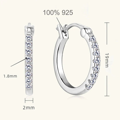 D Color Full Moissanite Hoop Earrings for Women Sparkling Wedding Bride Jewelry 100% 925 Sterling Silver Wholesale