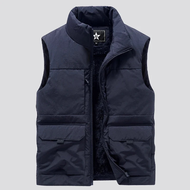 Men's Multi-Pocket Clothing Winter Vest Jackets Sleeveless Coat Fashion Large Size 6XL Male Warm Waistcoat Fleece Vest Men
