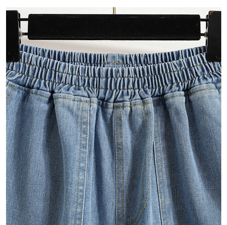 Wide Leg Denim Shorts For Women 2024 Summer New Arrivals High Waist Big Pockets Blue Color Jeans Shorts Casual Pants Trousers