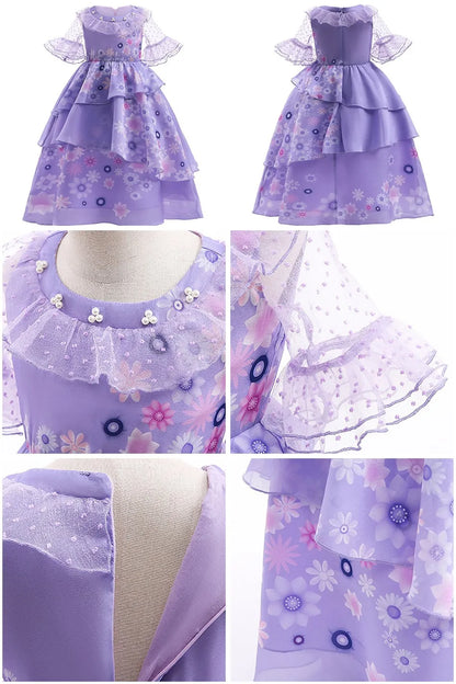 Kids Encanto Mirabel Isabela Dolores Costume Girls Elsa Belle Rapunzel Mermaid Carnival Cosplay Dress Children Princess Clothes