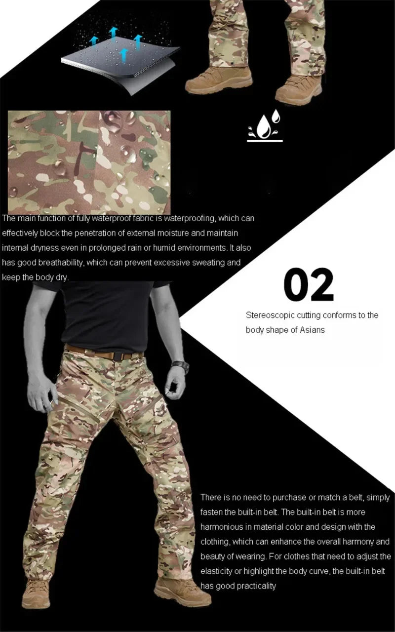 Outdoor Hard Shell Gen2 Camping Hiking Mountaineering Pants Fully zippered Leg Waterproof Windproof Camouflage Tactical Pants