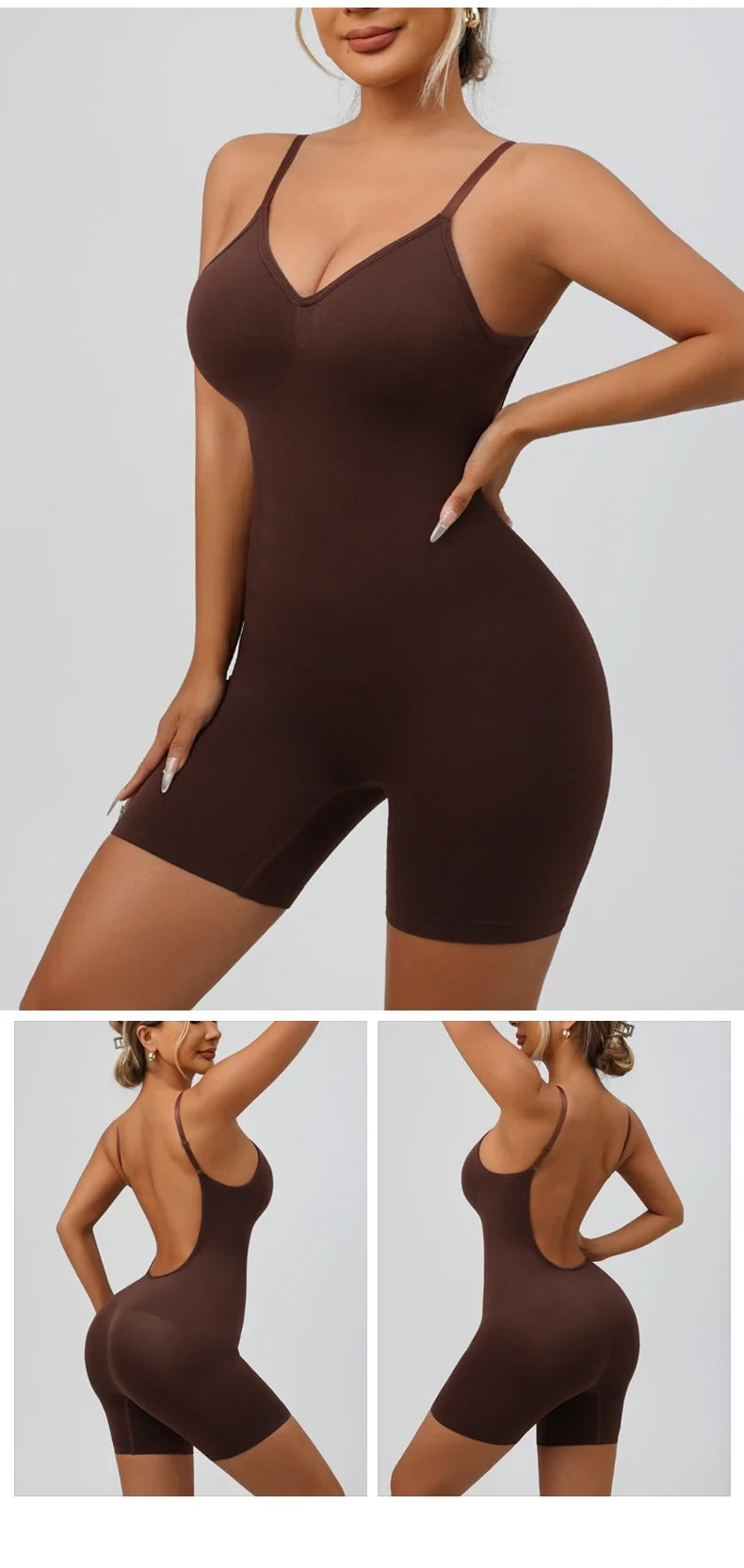 Women's Low Back Seamless Bodysuit Tummy Control Hip Lifter Full Body Shaper Backless Shapewear Jumpsuit Slim Corset