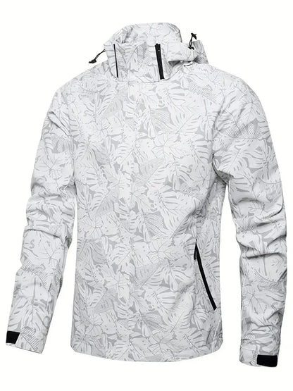 Men's Casual Waterproof Windbreaker Jacket Full Zip Up Hooded Shell Outdoor Hiking Coat For Autumn Plus Size