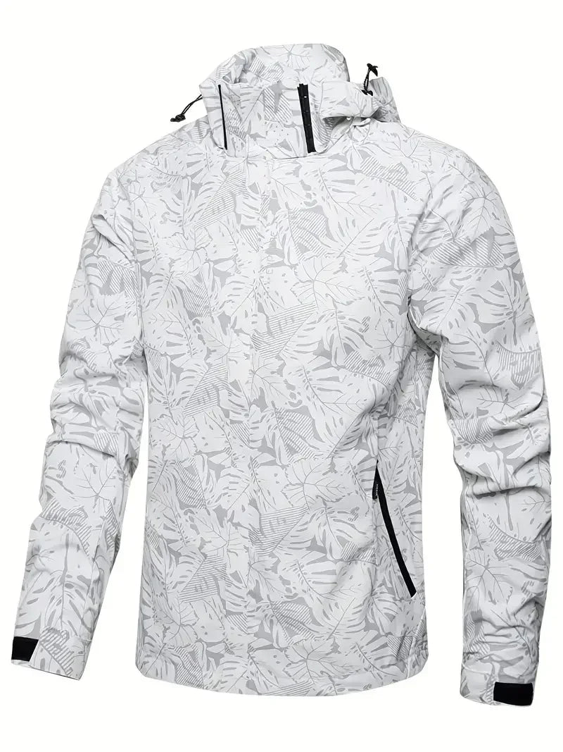 Men's Casual Waterproof Windbreaker Jacket Full Zip Up Hooded Shell Outdoor Hiking Coat For Autumn Plus Size