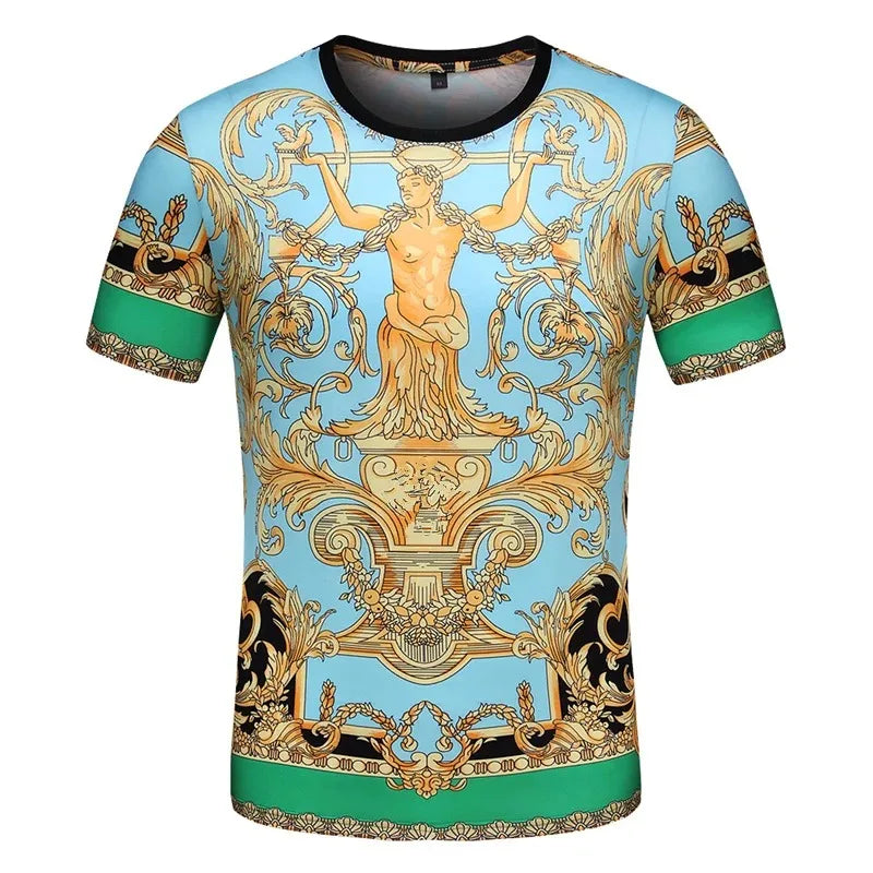 Men's And Women's Summer Casual T-shirts 3D Printed Shirts Retro Luxury Royal Flowers Street Fashion Oversized Clothing Tops