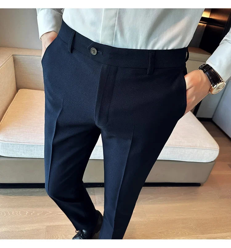 2024 Spring Autumn Fashion Business Casual Pants Men's Straight Leg Slim Fit Suit Pants Formal Office Social Wedding Dress Pants