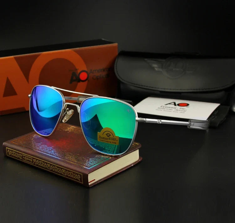 AO Pilot Sunglasses Men Top Quality Brand Designer AGX Tempered Glass Lens Sun Glasses Male