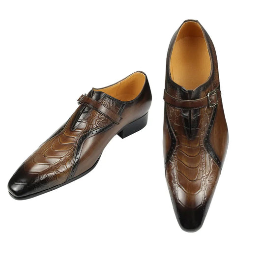 Deluxe Trendy Men's Leather Brogue Shoes Daily Outdoor Casual Shoes Brown Black Print Design Custom Service Drop Shipping