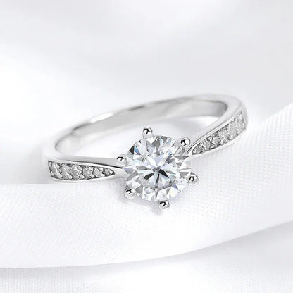 Real 0.3-3CT Moissanite Wedding Ring for Women Sterling Silver Round Brilliant Diamond Solitaire Engagement Rings Gift