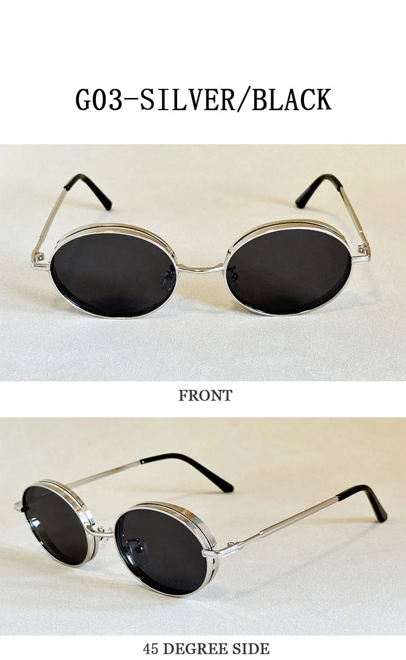 2025 Oval Sunglasses Women Trendy Retro Vintage Steampunk Sunglass Men Fashion Glasses Lentes De Sol Mujer Lunette Soleil Femme
