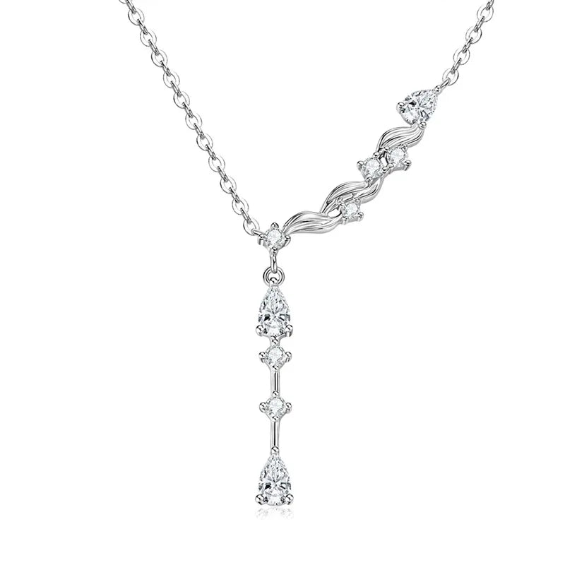 Marquise/Round/Rectangular Cut Moissanite Pendant Necklace For Women Three Stone Irregular Moissanite Diamond Necklace