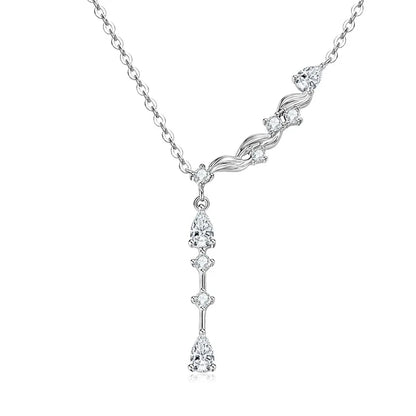 Marquise/Round/Rectangular Cut Moissanite Pendant Necklace For Women Three Stone Irregular Moissanite Diamond Necklace