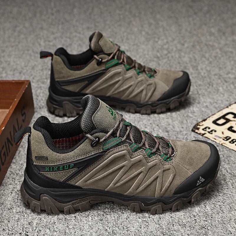 High Quality Leather Hiking Shoes Durable Outdoor Sport Men Trekking Leather Shoes Lace-Up Climbing Hunting Sneakers
