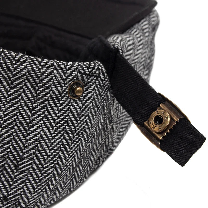 New Herringbone Vintage Beret Men Autumn Winter Casual Flat Visor Hat Berets Retro Fashion Newsboy Cap Men's Adjustable