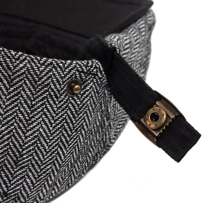 New Herringbone Vintage Beret Men Autumn Winter Casual Flat Visor Hat Berets Retro Fashion Newsboy Cap Men's Adjustable