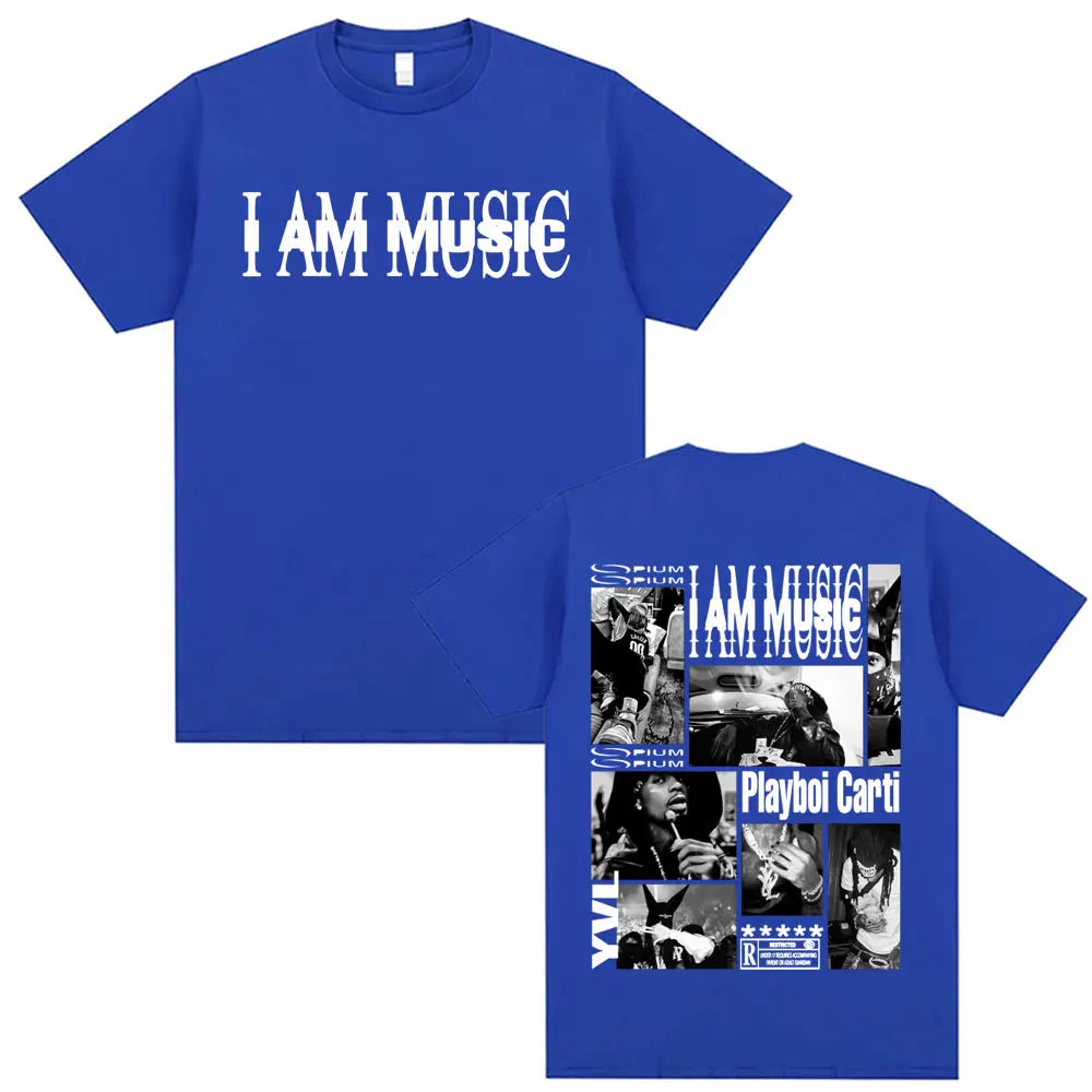 Rapper Playboi Carti I AM MUSIC Album Logo T Shirt Mens Clothing Hip Hop 90s Vintage Tshirt Male Casual Cotton Oversized T-shirt