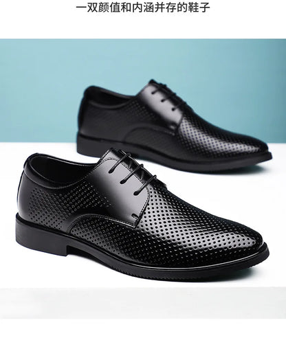 Summer Autumn Dress Shoes for Men Hallow Breathable Lace Designer Leather Shoes Male Fashion Business Casual Elegant Shoe Man