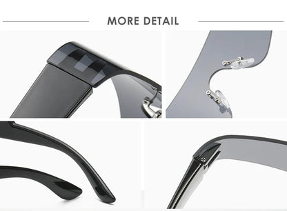 Cycling Punk One Piece Sunglasses Women Goggle Mirrored Y2K Sun Glasses Men 2000'S Wrap Around Eyeglasses Fashion Eyewear