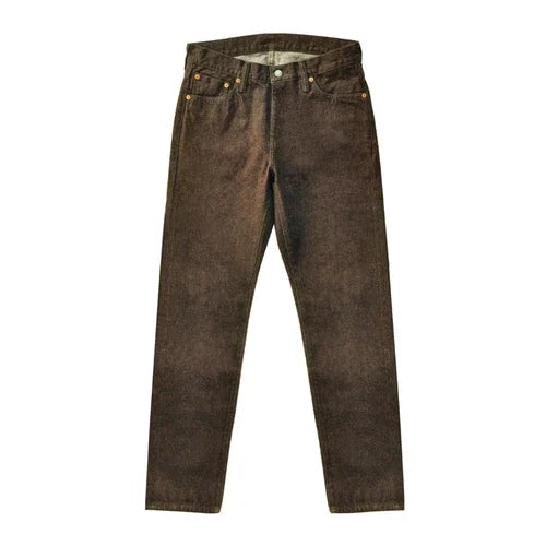 Men Jeans Brown Jeans Men Jeans Trousers  Selvedge Denim Jeans for Men Taper Fit Mens Jeans vintage 13.8 Oz