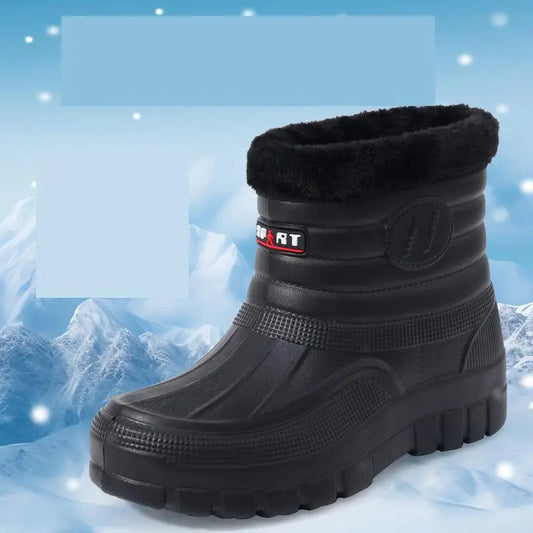40-45 Men Rain Boots Winter Waterproof Shoes Ankle Snow Botas Plush Thick-soled Anti Slip High Top Zapatos Water Warm Footwear 1