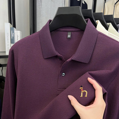 Original Brand Men's Polo Shirt 100 Cotton Lapel Dog Embroider Long Sleeve T-Shirt Autumn New Business Casual Handsome Men'swear