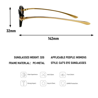 Vacation Cat Eye Sunglasses Women Trendy 2026 UV400 Protection Fashion Glasses Luxury Lentes De Sol Mujer Lunette Soleil Femme