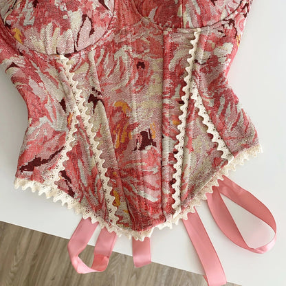 American Retro Print Evening Camisole Female Strap Lace Spliced Slim Top 2025 Streetwear Floral Vintage Beach Tank Top