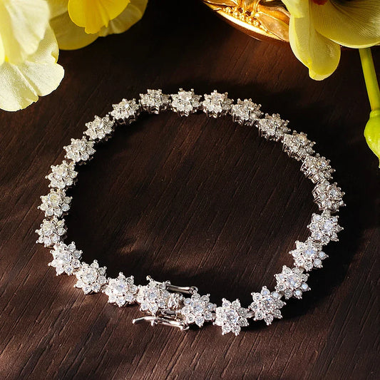 Bracelet tennis fleur moissanite bijoux de mariage argent sterling 925 plaqué or blanc 18 carats GRA bracelets pour femmes et hommes