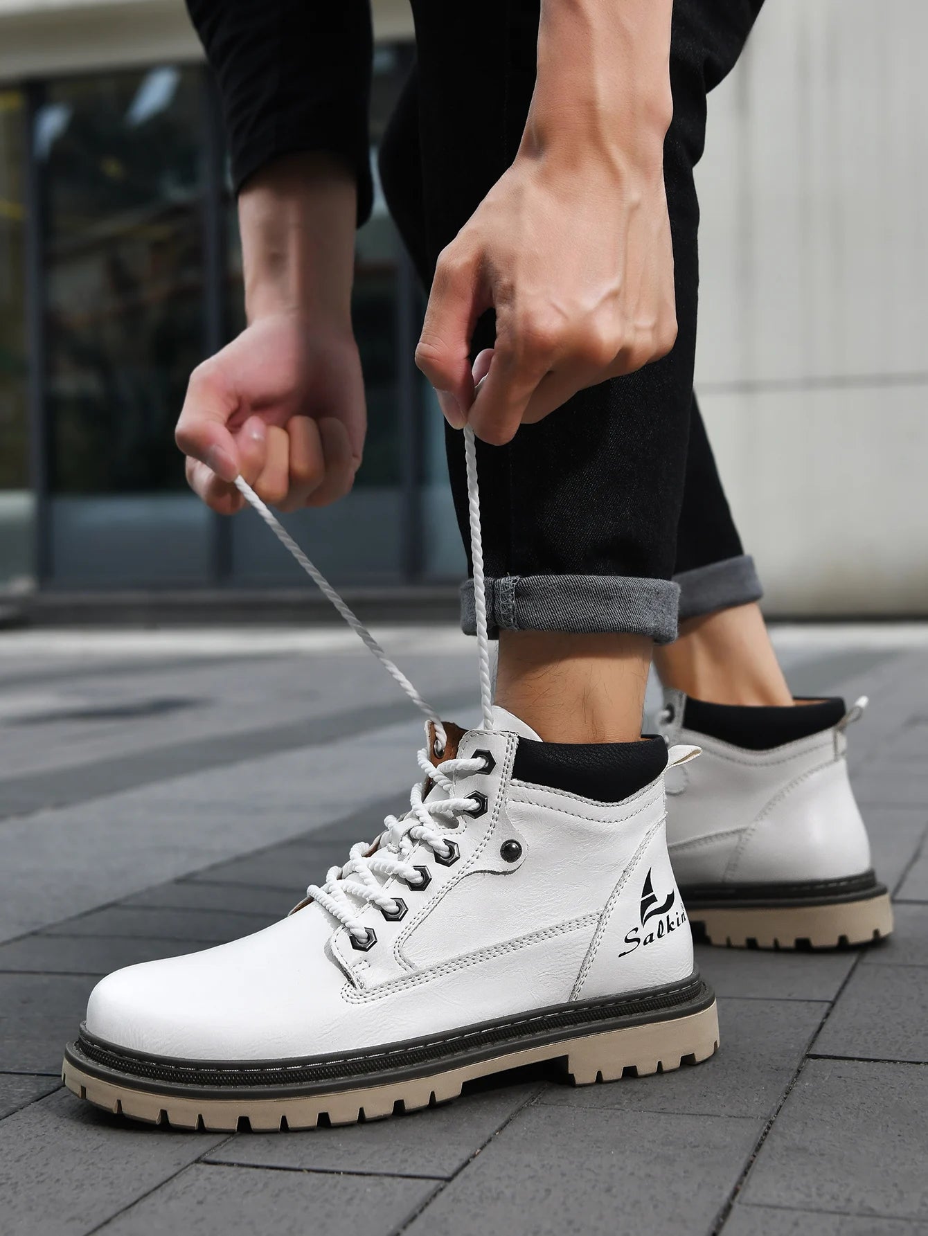 Handmade Men Boots Autumn Outdoor Hiking Boots Ankle Winter Leather Shoes Sneakers Hombres Botas High Top Footwear Anti Slip