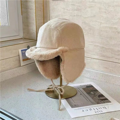 Trendy Faux Fur Winter Hat Thick Warm Faux Fur Hat Lamb Wool Bomber Hat Winter Season for Men and Women