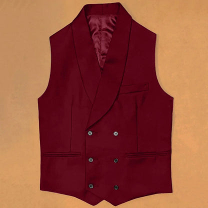 Men Vest Black With Lapel Double Button Waistcoat For Wedding Birthday Banquet Party Business Work Daily Casual Men Suit Vest