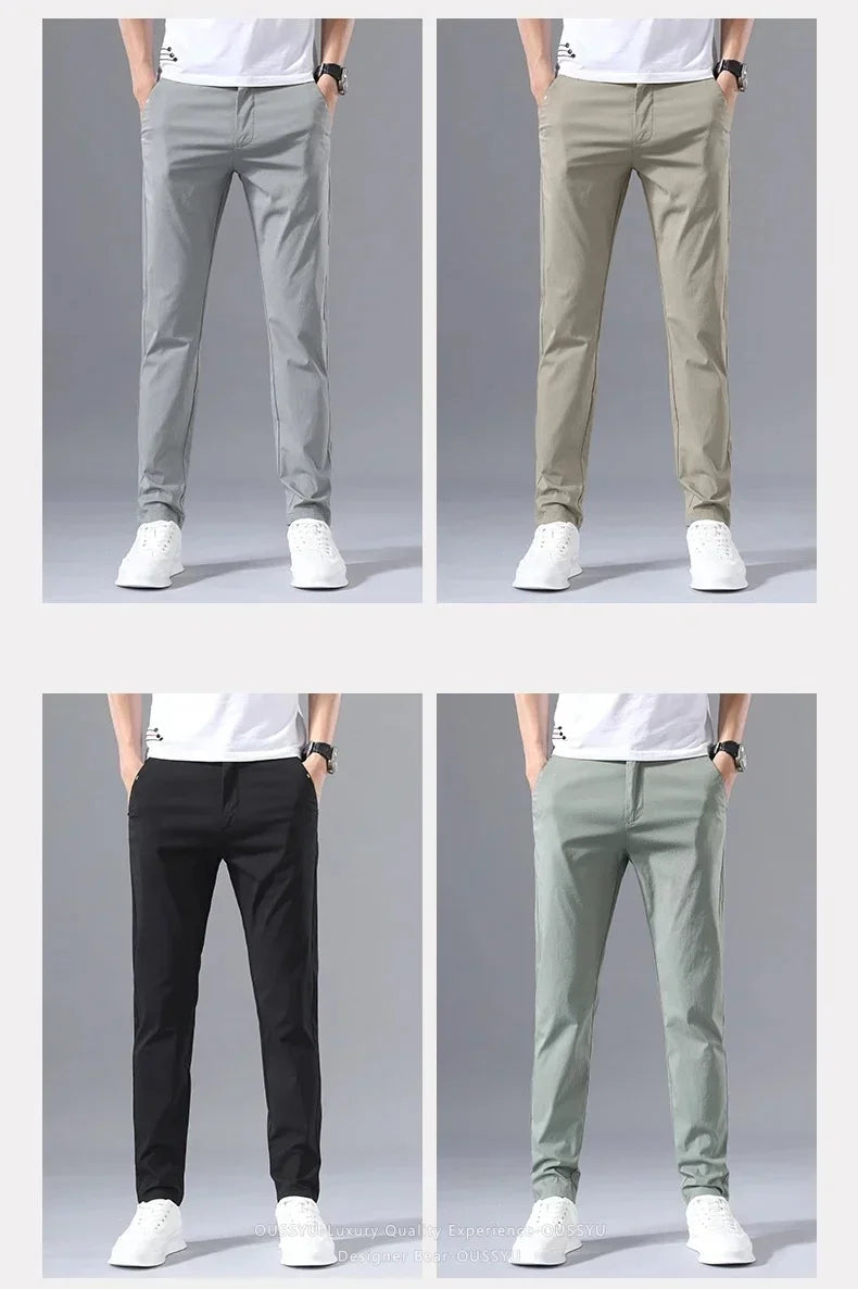Summer Thin Slim Casual Pants Men Classic Business Cotton Stretch Golf Trousers Korean Male Clothing Work Khaki Chino Pants Man