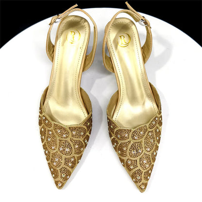 Italian shoes and handbags accessory set with rhinestone metal embellishments Wedding shoes Bridal shoes Designer