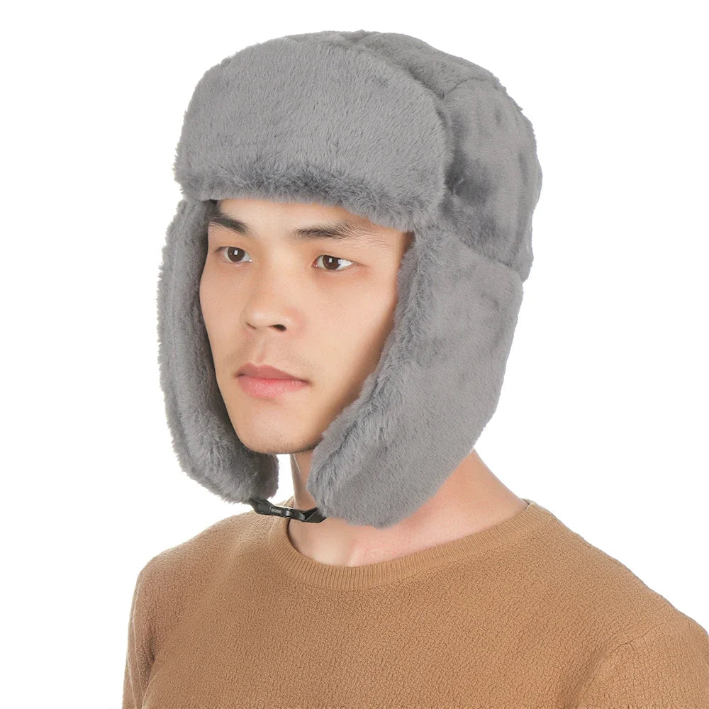 Women Men Thick Plush Windproof Winter Hat Russian Ushanka Snow Caps Bomber Hat