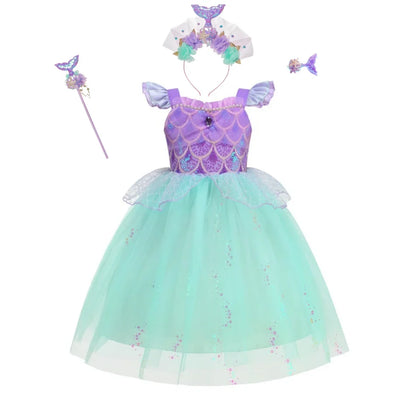 2026 Summer Dresses Baby Girl Carnival Mermaid Princess Dress Kids' Sets and Outfits Kids Clothes Girls Birthday Party Costume