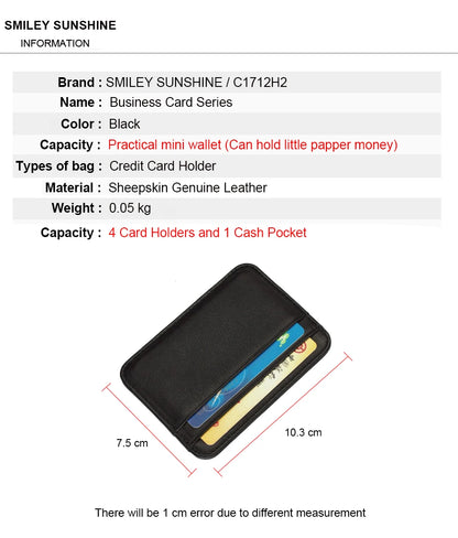 Real Leather Credit Card Holder Luxury Card Wallet Business Cardholder Slim Thin Small Wallet Sheepskin Card Bag for Men Women
