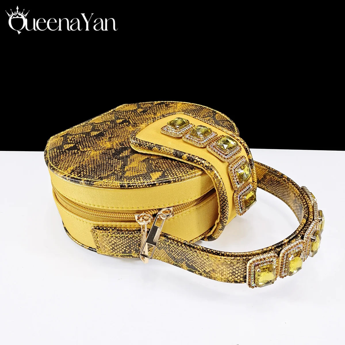 New Luxurious Italian Women's Party Shoes&Bag Set Elegant Golden Rhinestone  Sandals with Peep Toe High Heels Wedding