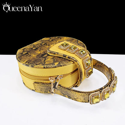 New Luxurious Italian Women's Party Shoes&Bag Set Elegant Golden Rhinestone  Sandals with Peep Toe High Heels Wedding
