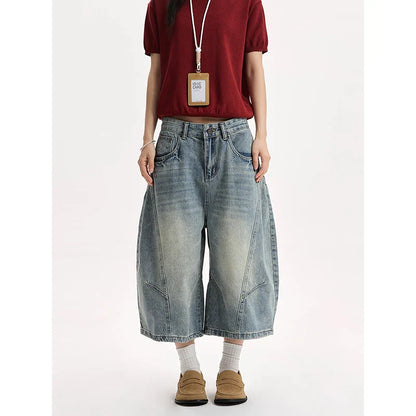 Summer Women Goblin Core Harajuku Jorts Y2k Streetwear Korean Calf-Length Jean Shorts 2000s Denim Cargo Pants Abi Grunge