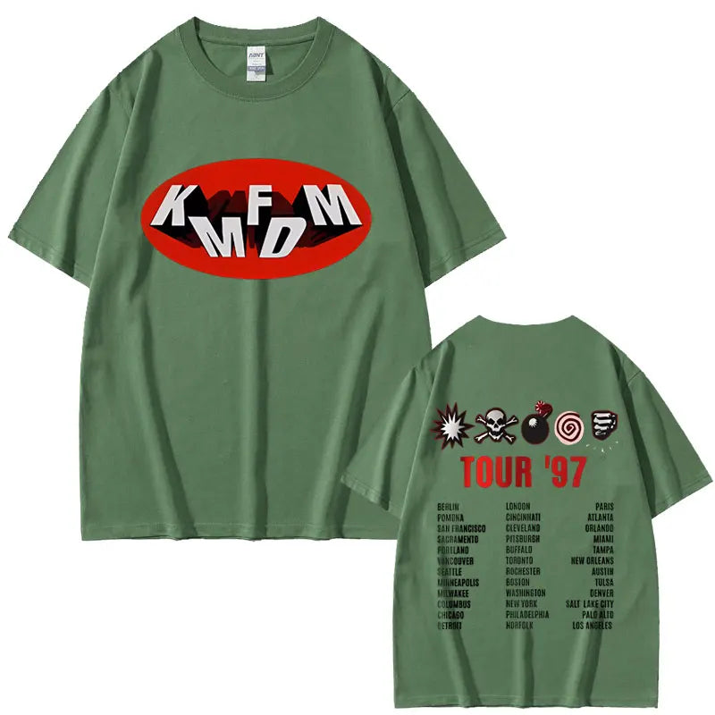 Rock Band Kmfdm Tour 97 Graphic Print T-shirt Summer Men Women Vintage Gothic Punk  Streetwear Male Casual Pure Cotton T Shirts