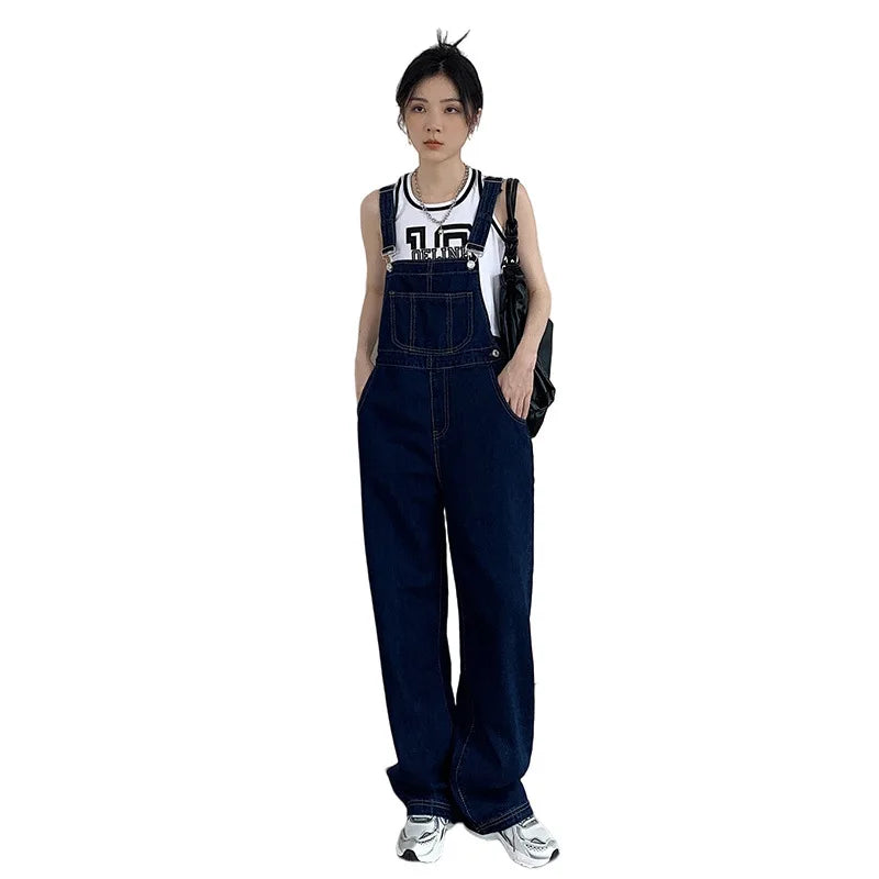 High Waist Wide Leg Denim Overalls Women's Loose Fitting Slimming Summer New Sle Gold nce Faionable Jeans
