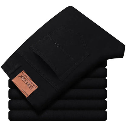 Men Classic Version Slim Stretch Trousers Clothing Red Straight Jeans Fashion High Quality Casual  Denim Pants Male 36 40