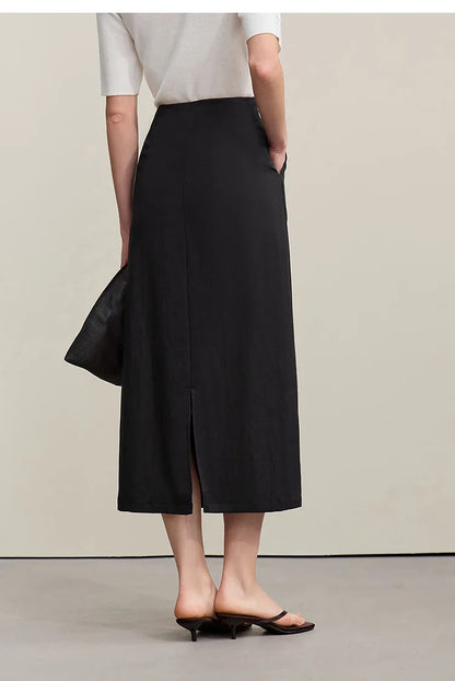 Casual Skirts For Women 2026 Spring New Elegant A-shaped Skirt Women Split Pocket Versatile Medium And Long Skirt 12621024