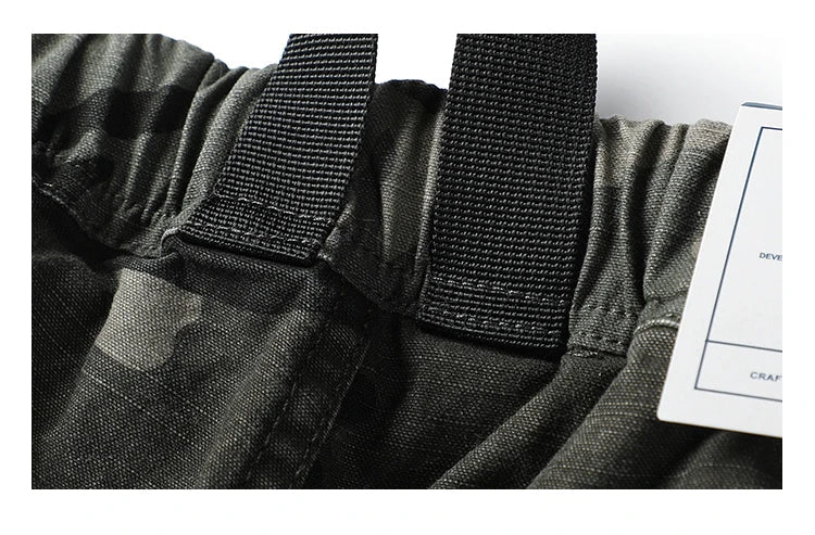 American Tactical Cargo Pants Men Heavyweight Cotton Loose Fit Straight Leg Camouflage Vintage Washed Outdoor Streetwear Premium