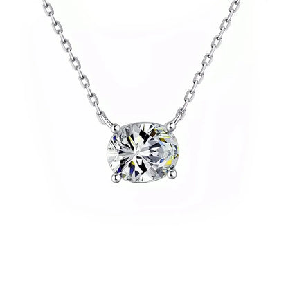 1/2/3carat East West Set Oval Cut Solitaire Moissanite Diamond Pendant Necklaces for Women Adjustable Stackable Neck Chain